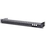 Patchpanel pro keystone 19", stíněný, 24 portů, neosazený, černý