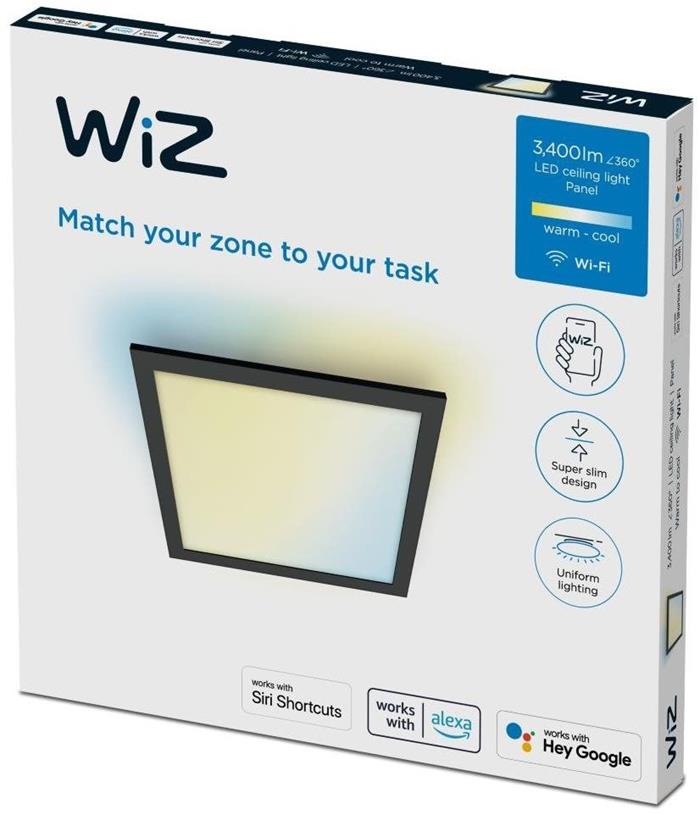 PHILIPS WiZ Panel Tunable White 36W čtverec černý - stropní svítidlo