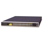 Planet IGS-6325-24P4S, 24x 1000Base-T, 4x SFP 100/1000Base-X, L3 WEB/SNMPv3, -40 až 75°C, AC+DC, IP30, PoE 440W, fanles