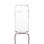 Pouzdro FIXED Pure Neck s růžovou šňůrkou na krk pro Apple iPhone 12 mini