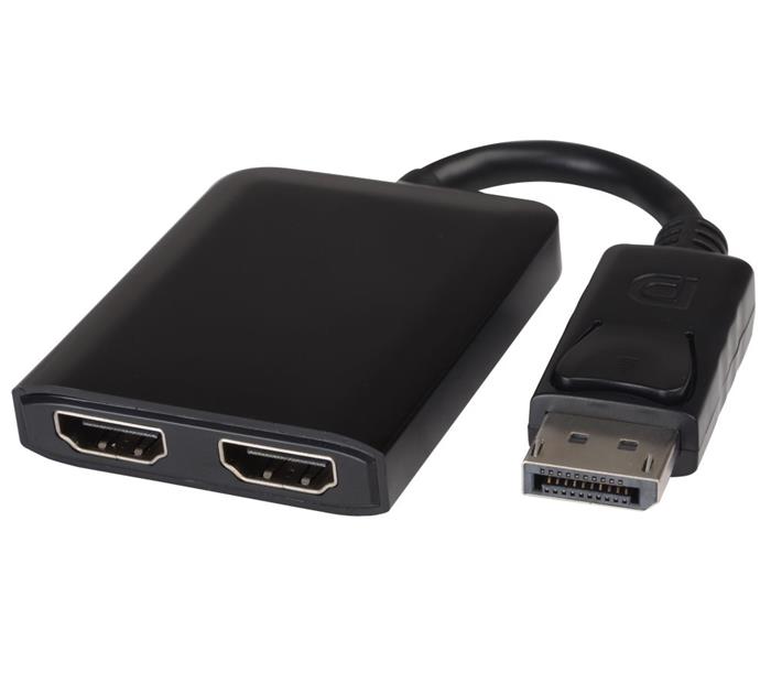 PremiumCord adaptér DisplayPort - 2x HDMI, MST, rozšíření+zrcadlení+2 obrazy