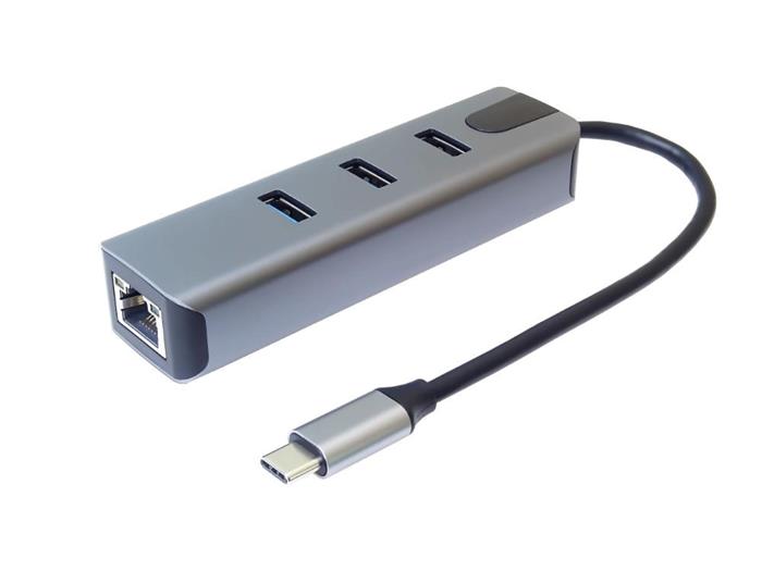 PremiumCord Adapter USB-C na Gigabit 10/100/1000Mbps + 3x USB3.0