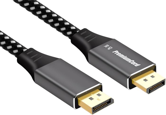 PremiumCord DisplayPort 1.4 kabel, kovové a zlacené konektory, 0,5m