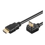 PremiumCord HDMI 1.4 kabel, zlacený zahnutý konektor 90° 2m