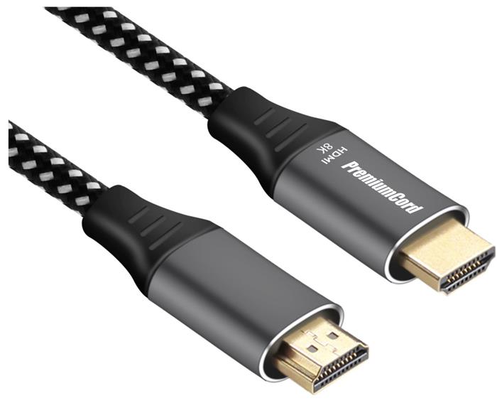 PremiumCord HDMI 2.1 kabel, zlacené konektory, 0.5m