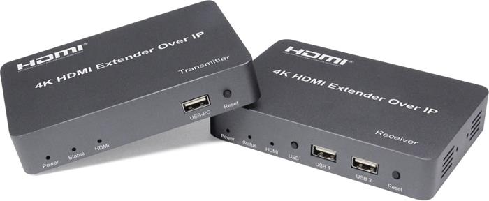 PremiumCord HDMI extender s USB na 150m over IP, bez zpoždění