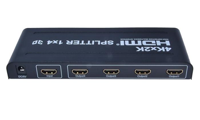 PremiumCord HDMI splitter 1-4 porty kovový s napájením, Full HD 3D