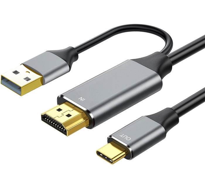 PremiumCord kabel HDMI 2.0 na USB-C, pro monitory s USB-C konektorem, 2m, USB napájení