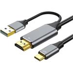 PremiumCord kabel HDMI 2.0 na USB-C, pro monitory s USB-C konektorem, 2m, USB napájení