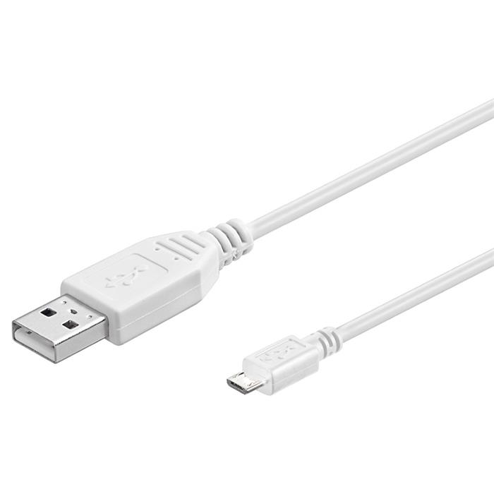 PremiumCord Kabel micro USB, A-B 0,5m, bílá