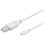 PremiumCord Kabel micro USB, A-B 2m, bílá