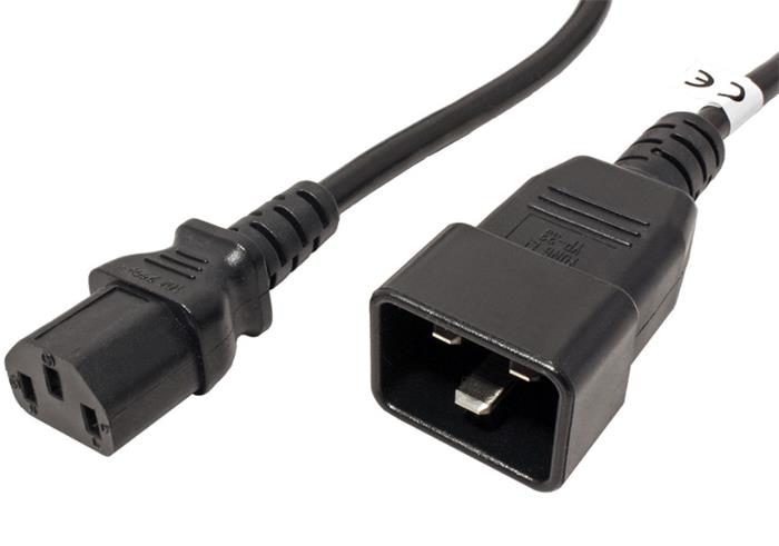 PremiumCord Kabel síťový propojovací 230V 10A 2m, konektory IEC 320 C13 - IEC 320 C20