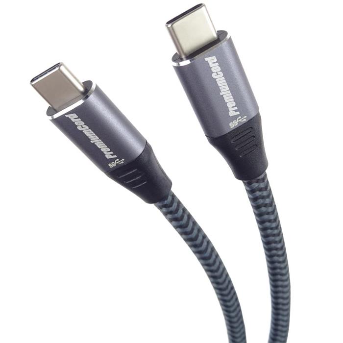 PremiumCord Kabel USB 3.0 USB-C male - USB-C male, bavlněný oplet, 2m