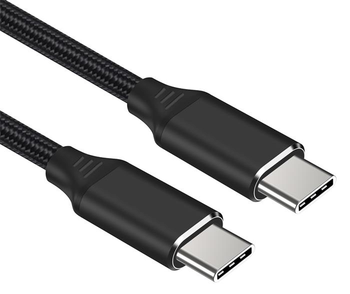 PremiumCord Kabel USB-C M/M, 240W 480Mbps černý bavlněný oplet, 0,5m