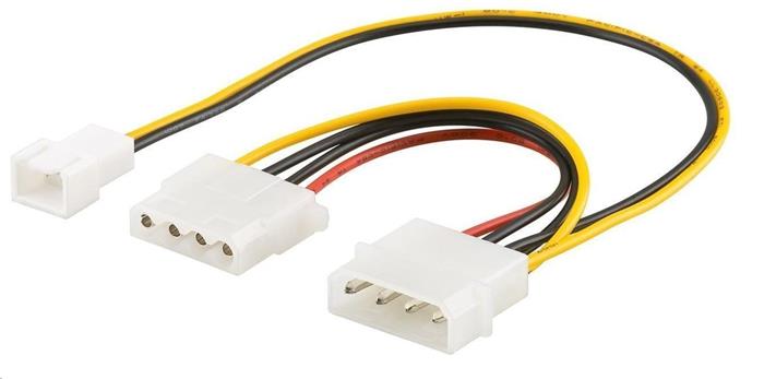 PremiumCord napájecí kabel Molex -> molex + 2-pin pro ventilátor, 25cm