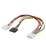 PremiumCord napájecí rozdvojka molex -> SATA + molex, 10 cm