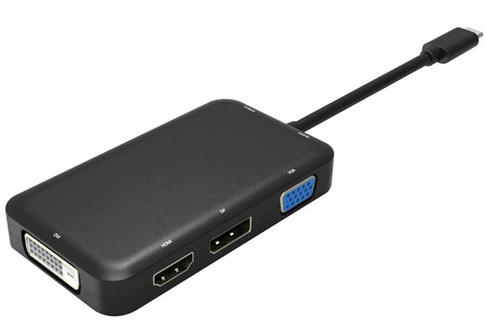 PremiumCord Převodník z USB-C HDMI + DVI + VGA + DisplayPort