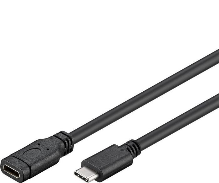 PremiumCord prodlužovací USB 3.0 kabel, USB-C -> USB-C, 2m, černý