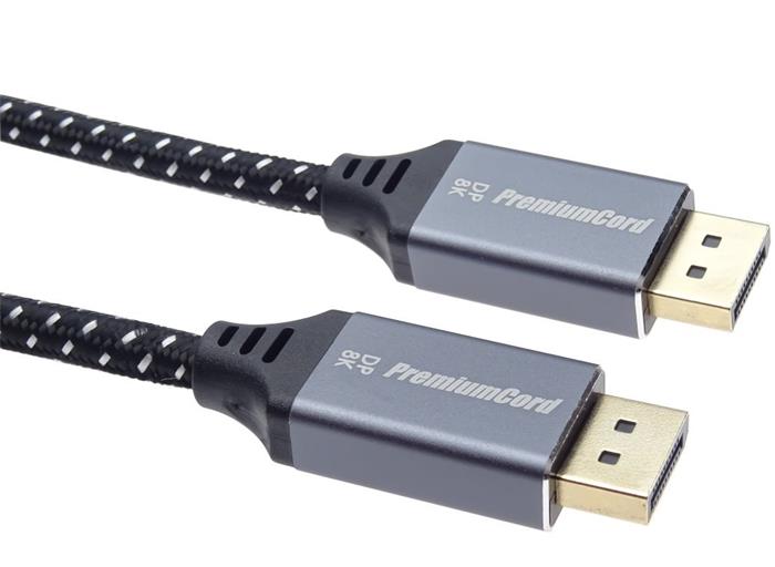 PremiumCord propojovací DisplayPort 1.4 kabel, kovové a zlacené konektory, 5m