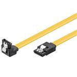 PremiumCord SATA III kabel, 30cm, kovová západka, 90°, žlutý