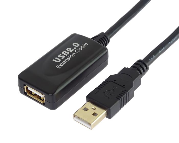 PremiumCord USB 2.0 aktivní prodlužovací kabel A/M-A/F 5m