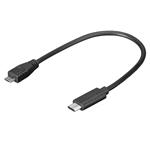 PremiumCord USB 2.0 kabel, USB-C -> micro B, M/M, 0.2m, černý 
