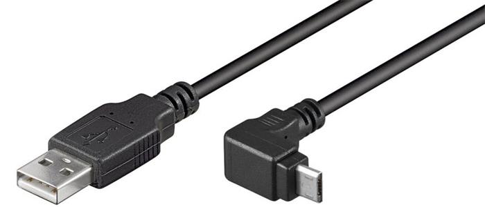 PremiumCord USB 2.0 kabel, USB-C -> micro B, M/M, 1.8m, lomený 90° dolů