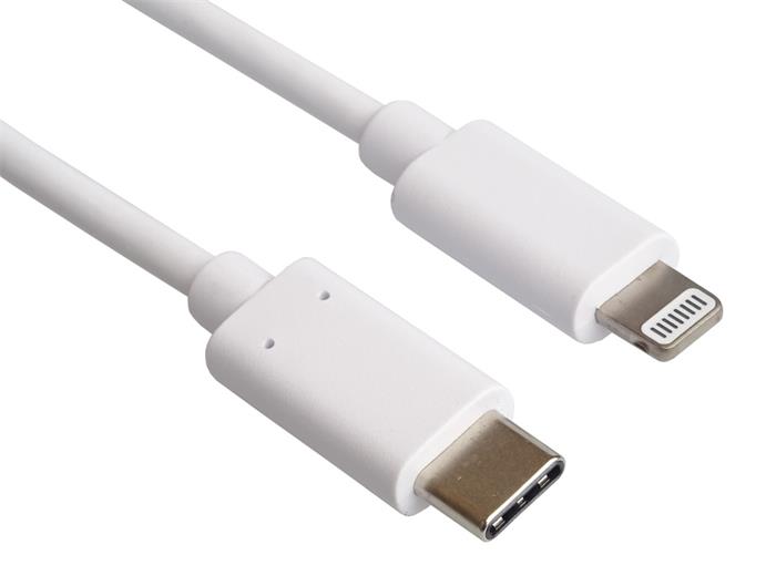 PremiumCord USB 2.0 kabel z USB-C na Lightning, MFi, 0.5m, bílý