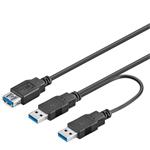 PremiumCord USB 3.0 napájecí Y kabel A/M + A/M --  A/F