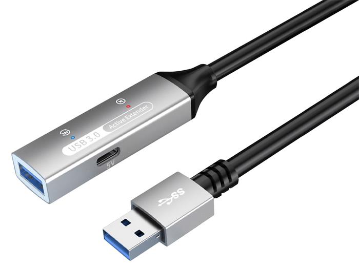 PremiumCord USB 3.0 repeater a prodlužovací kabel Male-Female, 5Gbps Aluminium 10m