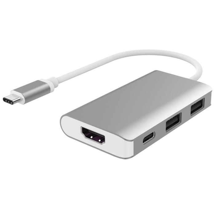 PremiumCord USB-C adaptér na 2x USB 3.0, HDMI a PD charge, hliníkový