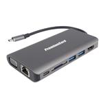 PremiumCord USB-C dock, 2x USB 3.0, GLAN, HDMI, VGA, SDHC, PD charge