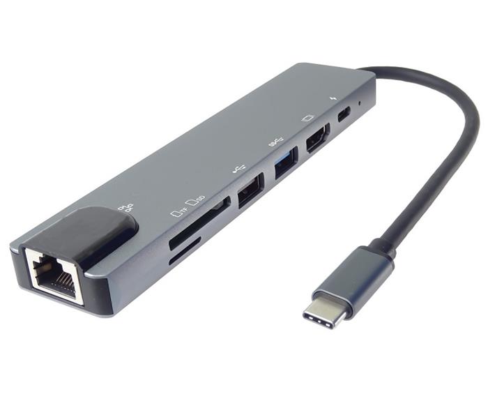 PremiumCord USB-C dock, HDMI, USB, LAN, SDXC/microSDXC, Power Delivery 87W