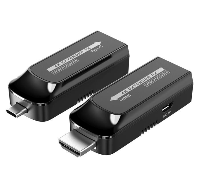 PremiumCord USB-C na HDMI 2.0 extender přes Cat5e/6/6a na 60m