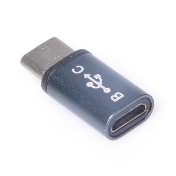 PremiumCord USB redukce z micro USB-B (f) na USB-C (m), šedá