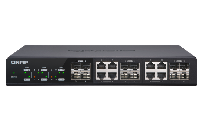 QNAP 10G switch QSW-M1208-8C (12 portů 10GbE: 4x SFP+, 8x SFP1/NBASE-T)