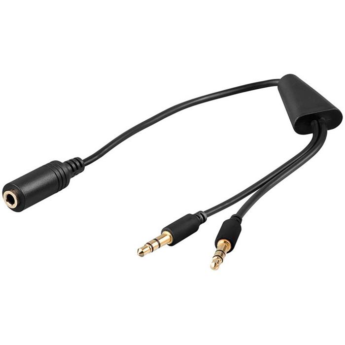 Redukce audio 4 pólový jack3.5F - 2x jack3.5M