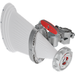 RF elements Asymetrická Horn Wideband anténa, 6/5 GHz, 15dBi, 90°