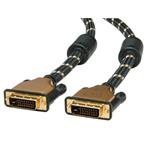 Roline Gold dual link DVI kabel, DVI-D(M) -> DVI-D(M), s ferity, 1m, zlacené
