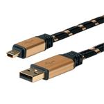Roline Gold USB 2.0 kabel, USB A(M) -> miniUSB B(M), 0.8m