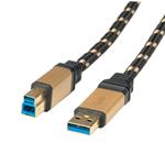 Roline Gold USB 3.0 propojovací kabel A-B, 1.8m