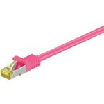 S/FTP patchkabel kat. 7, s konektory RJ45, LSOH, 0,25m, růžový