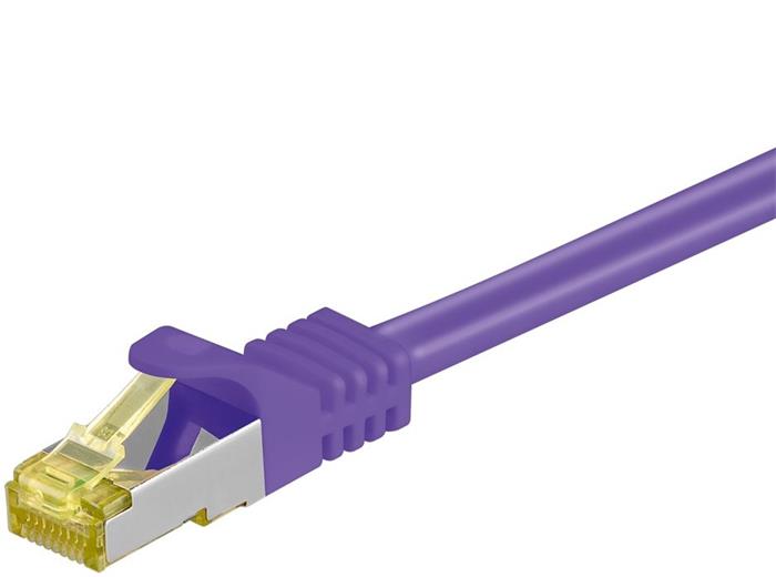 S/FTP patchkabel kat. 7, s konektory RJ45, LSOH, 3m, fialový