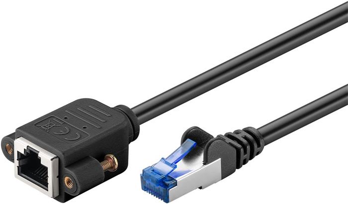 S/FTP patchkabel prodlužovací kat. 6a, RJ45 M-F, LSOH, 3m, černý