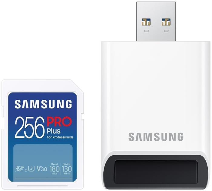 Samsung 256GB SDXC karta, 180R/130W + USB čtečka