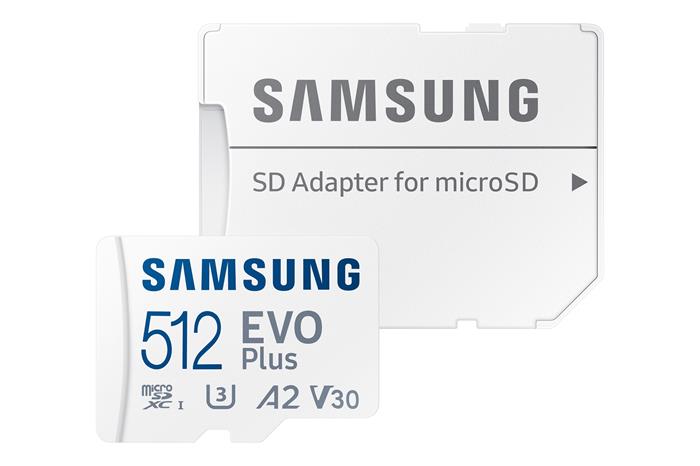 Samsung EVO Plus 512GB microSDXC karta, UHS-I U3 A2 + SD adaptér