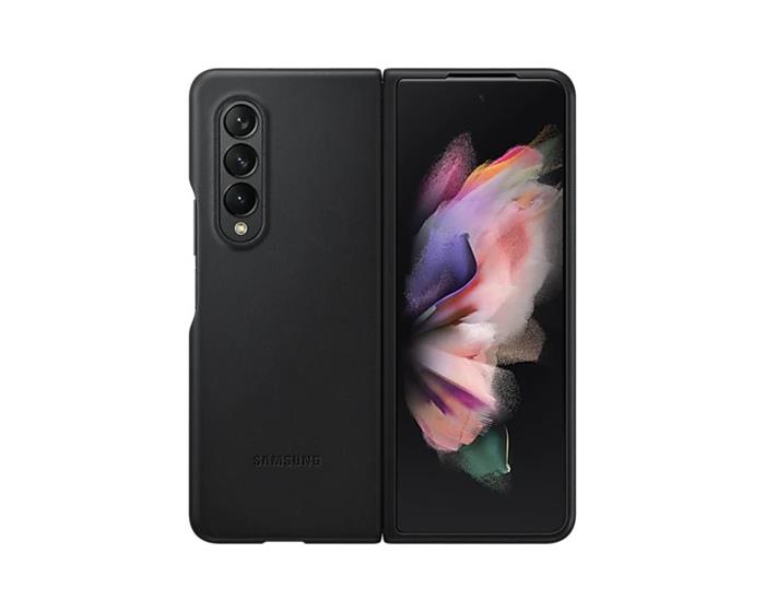 Samsung Kožený zadní kryt Z Fold3 Black