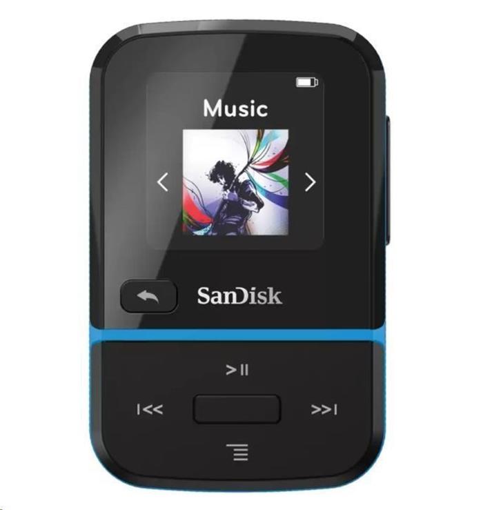 SanDisk Clip Sport Go MP3 přehrávač, 32GB, černo-modrý