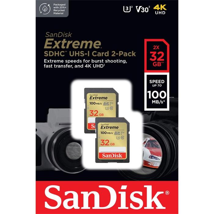 SanDisk Extreme 32GB SDHC karta, UHS-I U3, 2-pack