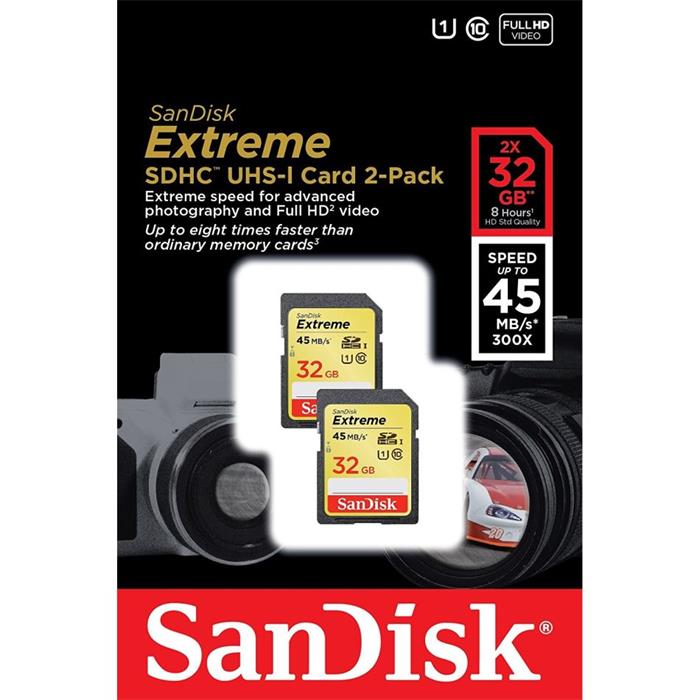 SanDisk Extreme 32GB SDHC karta, UHS-I U3, 2-pack